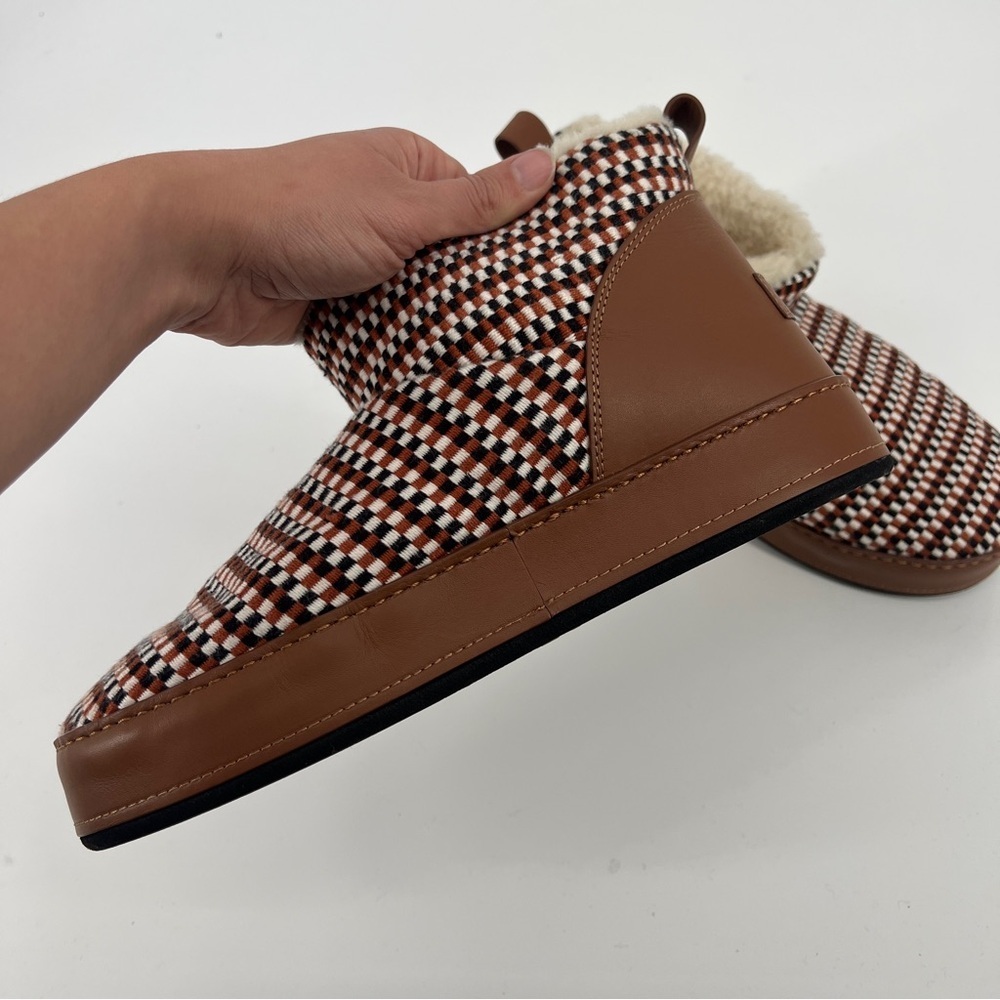 Amambaih Juana Low Woven Leather Chunky Shearling Lined Snow Boots in Cognac 9 - Picture 5 of 11